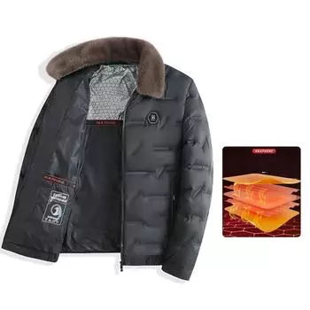 Осенне-зимняя утолщенная теплая ветровка с подкладкой, парки для папы, графеновое политермическое пальто XL темно-синий