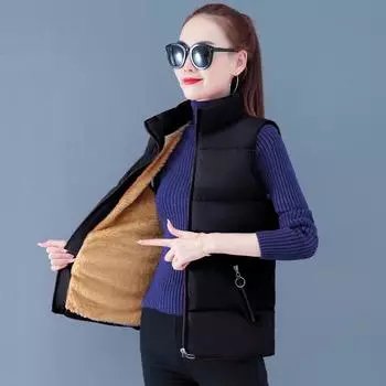 Осенне-зимняя верхняя одежда из хлопка с воротником-стойкой, утепленная куртка для верховой езды, теплая куртка без рукавов с открытыми плечами, размер плюс XXXXL белый