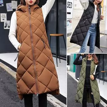 Осенне-зимняя верхняя одежда, стильная женская куртка с карманами на молнии, толстый зимний жилет с капюшоном, повседневная одежда M армия зеленый
