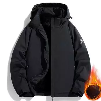 Осенне-зимняя ветрозащитная куртка мужская съемная шапка куртка для инструментов флисовая утолщенная теплая и холодная куртка M
