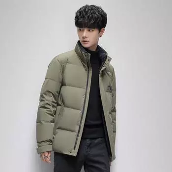 Осенне-зимняя ветрозащитная куртка-пуховик с воротником-стойкой для молодых мужчин, утолщенный короткий фасон, модная простая куртка-пуховик, утепленная куртка-пуховик M