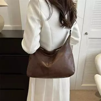 Осенне-зимняя винтажная сумка через плечо большой емкости, модная и универсальная сумка через плечо для поездок на работу