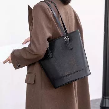 Осенне-зимняя винтажная сумка через плечо, женская сумка-ведро, модная универсальная сумка через плечо, сумка-тоут 30 * 27 * 16CM