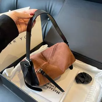 Осенне-зимняя винтажная замшевая сумка через плечо для женщин, роскошные дизайнерские сумки на одно плечо под мышкой, универсальные сумки