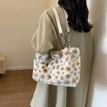 Осенне-зимняя вместительная меховая сумка для женщин, новый класс, для поездок на работу, маленькая и универсальная меховая сумка