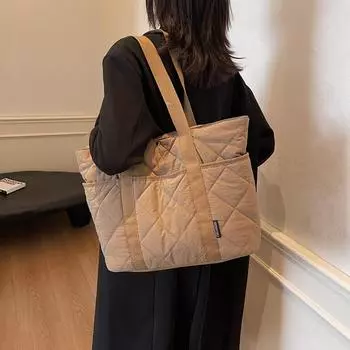 Осенне-зимняя водоизмещающая сумка большой вместимости хлопковая одежда для отдыха универсальная сумка на одно плечо