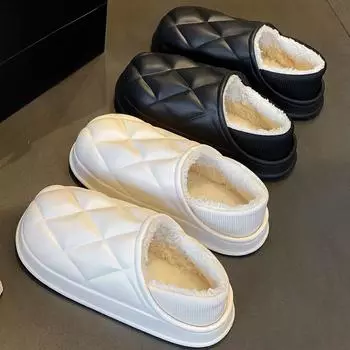 Осенне-зимняя водонепроницаемая хлопковая обувь плюс бархатная нескользящая теплая хлопковая обувь 36-37 чёрный