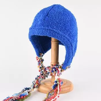 Осенне-зимняя вязаная шапка Lei Feng, женская этническая шапка ручной работы с цветными кисточками из шерсти, теплая шапка для головы, большая холодная шапка One Size розы красного