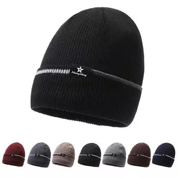 Осенне-зимняя вязаная шапка, мужская шерстяная шапка, бархатная теплая уличная спортивная шапка для верховой езды, шапка с рукавами, шапки с черепами, лыжная кепка с напуском темно-серого