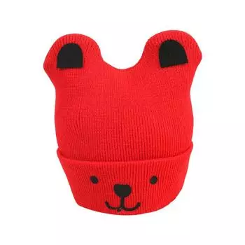 Осенне-зимняя вязаная шапка с капюшоном для младенцев, теплая шапка с милым медведем для маленьких мальчиков и девочек, милая вязаная модель медведя для новорожденных