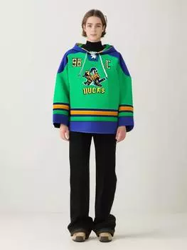 Осенне-зимняя вышитая спортивная толстовка с капюшоном «Утки» S