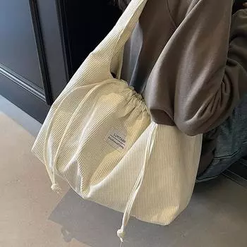 Осенне-зимняя высококачественная вельветовая сумка подмышкой для женщин, новая большая вместительная сумка-тоут, простая сумка через плечо