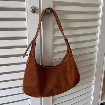 Осенне-зимняя замшевая квадратная сумка женская простая однотонная универсальная сумка на одно плечо новая ретро-сумка для поездок на работу (20cm<Max Length<30cm)