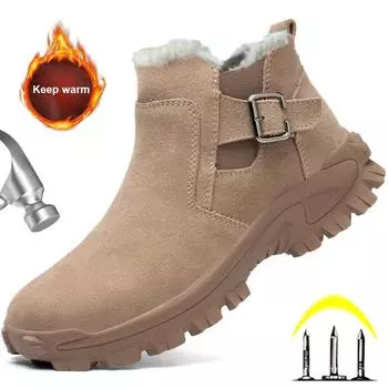 Осенне-зимняя защитная обувь, мужские рабочие ботинки, устойчивая к проколам замшевая рабочая обувь, мужские защитные ботинки со стальным носком, противоожоговая обувь для сварщиков 38