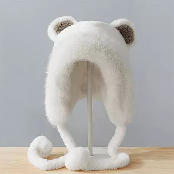 Осенне-зимняя защитная шапка для ушей, утолщенная плюшевая ветрозащитная шапка с помпонами, модная зимняя теплая пушистая шапка-пуловер One Size