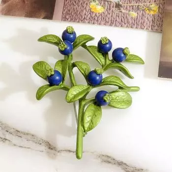 Осенне-зимняя зеленая лакированная черничная ягода имитация лазурита брошь женская булавка корсаж синий