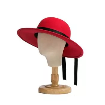 Осенне-зимняя желтая красная шерстяная шапка с бантом, размер головы 1 см, праздничная детская солнцезащитная шапка для девочек, детский стиль для отдыха head size 53cm