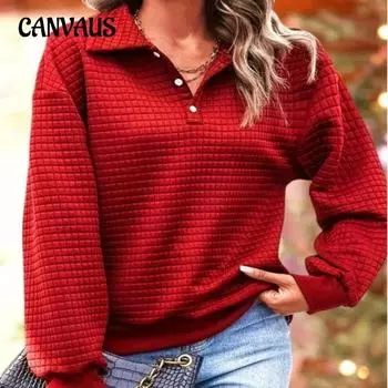 Осенне-зимняя женская блузка, однотонная вафельная удобная повседневная рубашка поло с лацканами S чёрный