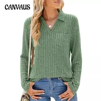 Осенне-зимняя женская блузка, однотонный свободный топ с карманами и лацканами с длинными рукавами S чёрный