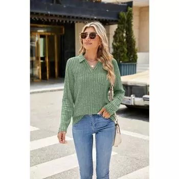 Осенне-зимняя женская блузка, однотонный свободный топ с карманами и лацканами с длинными рукавами S светло-серый