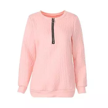 Осенне-зимняя женская блузка с длинным рукавом, однотонный удобный повседневный топ на молнии с v-образным вырезом S белый