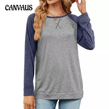 Осенне-зимняя женская блузка с круглым вырезом и цветными блоками, свободные повседневные топы с длинными рукавами и крестиком S чёрный