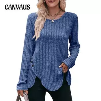 Осенне-зимняя женская блузка с круглым вырезом в полоску, однотонные топы с длинными рукавами и истиранием S серый