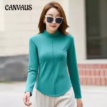 Осенне-зимняя женская блузка с воротником-стойкой, блузка с длинными рукавами, модная нижняя рубашка S абрикосовый