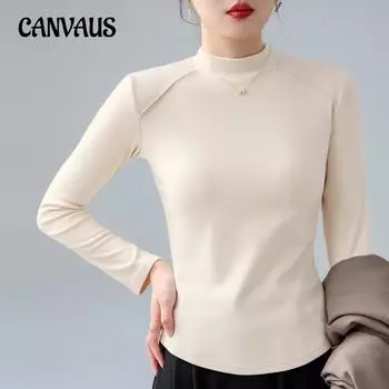 Осенне-зимняя женская блузка, теплая рубашка с длинными рукавами и полувысоким воротником S белый