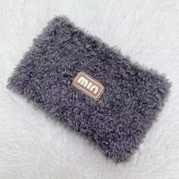 Осенне-зимняя женская дифференциальная плюшевая повязка для волос с буквами Min Plush Girl Headdress серый