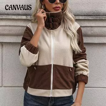 Осенне-зимняя женская флисовая куртка, кардиган с карманами, куртка на молнии, твидовая куртка S коричневый