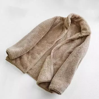 Осенне-зимняя женская флисовая куртка-шейкер на молнии, теплая двухсторонняя флисовая куртка кораллового цвета L чёрный