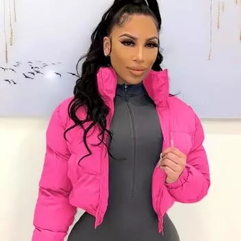 Осенне-зимняя женская короткая хлопковая куртка-пальто XXL чёрный