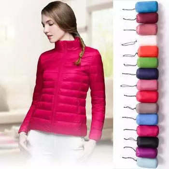 Осенне-зимняя женская короткая легкая пуховая куртка с воротником-стойкой, белая утиная пуховая куртка с длинным рукавом, теплое пальто-парка для женщин, однотонная портативная верхняя одежда XXXXXL чёрный