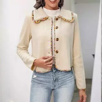 Осенне-зимняя женская кружевная однотонная бархатная куртка-шейкер, модная и удобная, женская куртка Wildcard S абрикосовый