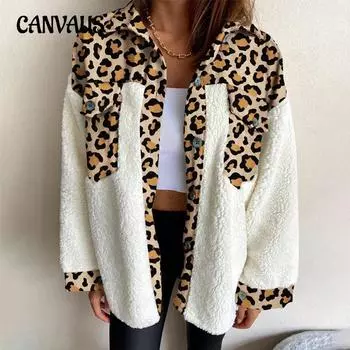 Осенне-зимняя женская куртка больших размеров с леопардовым принтом в клетку, плюшевая сшивка, теплая зимняя кофта с длинным рукавом S красный