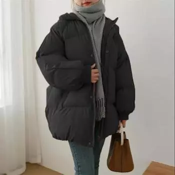 Осенне-зимняя женская куртка больших размеров средней длины с капюшоном, утолщенная однотонная свободная куртка на молнии для отдыха 6XL