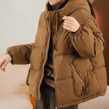 Осенне-зимняя женская куртка больших размеров с тонкими вставками, утолщенная, короткая, однотонная, с воротником-стойкой, на молнии, свободная верхняя одежда 4XL
