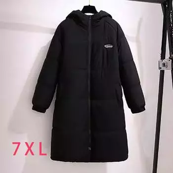 Осенне-зимняя женская куртка больших размеров с подкладкой, средней длины, с капюшоном, свободная, теплая, простая, однотонная, универсальная, повседневная, для выпечки, верхняя одежда 6XL