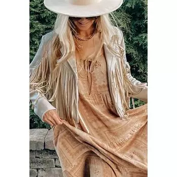 Осенне-зимняя женская куртка из кожи оленя, бархатное короткое пальто с лацканами и бахромой, женская куртка S белый