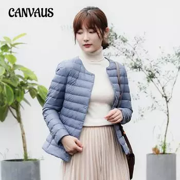 Осенне-зимняя женская куртка на утином пуху с круглым вырезом и V-образным вырезом, с длинным рукавом, однотонная, простая куртка S серый