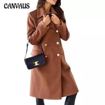 Осенне-зимняя женская куртка, простой двубортный твидовый пиджак с лацканами и длинными рукавами для женщин S белый