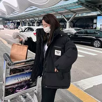 Осенне-зимняя женская куртка-пуховик с капюшоном, повседневная куртка, плотная куртка из хлопка, свободная утягивающая куртка из хлопка XL белый