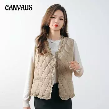 Осенне-зимняя женская куртка-пуховик с V-образным вырезом и легким пуховым наполнителем 90% из утиного пуха S хаки