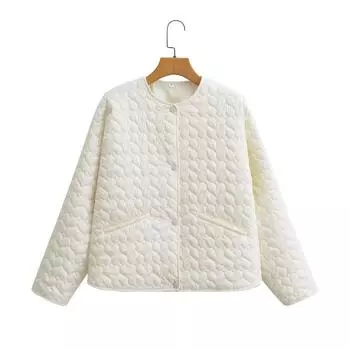 Осенне-зимняя женская куртка с круглым вырезом и длинными рукавами из хлопка с пряжкой Love L белый