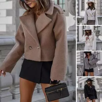 Осенне-зимняя женская куртка с отложным воротником в английском стиле, нагрудными карманами, ветрозащитной верхней одеждой, однобортная, однотонная, с застежкой на пуговицы, для поездок на работу S белый