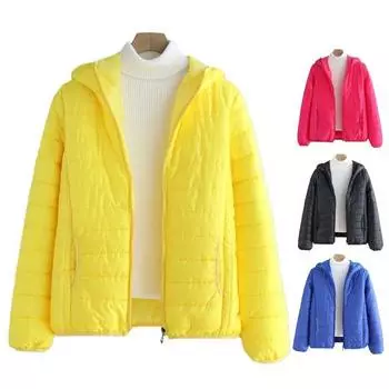 Осенне-зимняя женская куртка с толстой подкладкой, теплая ветрозащитная мягкая застежка-молния, свободный кардиган с капюшоном, женское пуховое пальто с длинными рукавами M розы красного