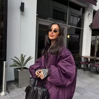 Осенне-зимняя женская куртка-стойка свободного кроя унисекс из хлопка XL чёрный