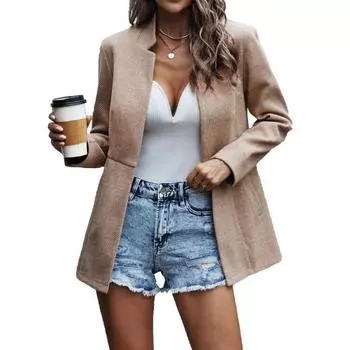 Осенне-зимняя женская куртка, тонкая жаккардовая темпераментная пригородная куртка с длинными рукавами S серый