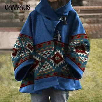 Осенне-зимняя женская куртка, твидовый пиджак со свободными лацканами и ретро-принтом